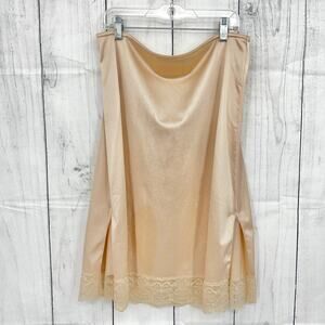 American Vintage MEDIUM Maidenform 60's Beige Cream Nylon Lace Slip Midi Dress